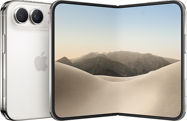 Apple iPhone Duo in star white, shown unfolded